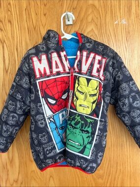 Marvel Kids' Black Marvel Superhero Jacket with Red, Yellow & Green Panels